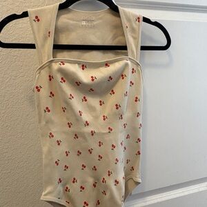 Cherry Print Cream Jumpsuit